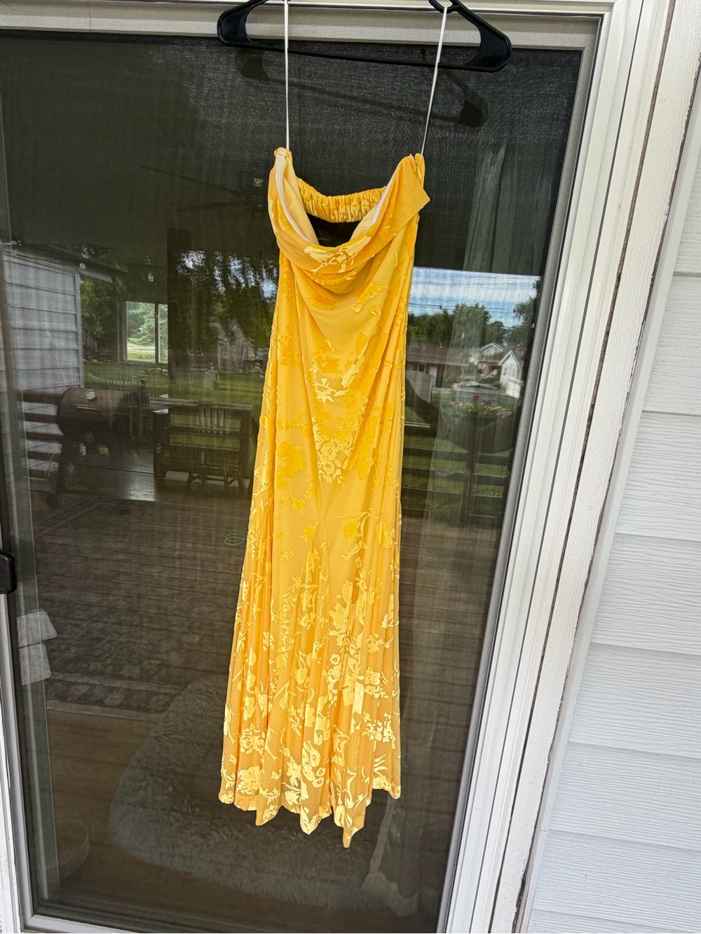 Hello Molly Yellow Floral Cowl-Neck Maxi Dress